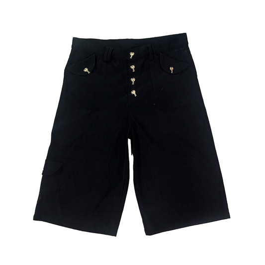 Corduroy Capri Shorts (Black)