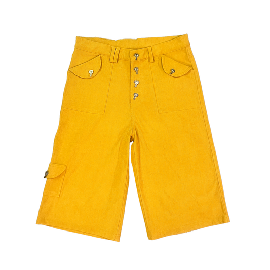 Corduroy Capri Shorts (Yellow)